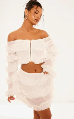 Hot PrettyLittleThing Frill Detail Bardot Top White