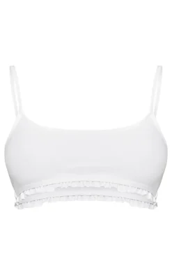 Frill Edge Tie Strap Bikini Top-PrettyLittleThing Clearance