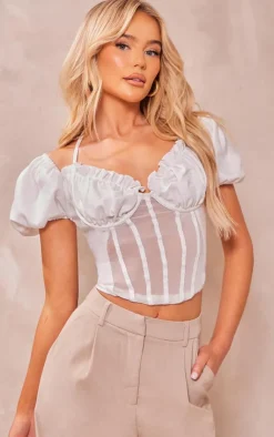 PrettyLittleThing Corsets*Halter Neck Bardot Sleeve Corset