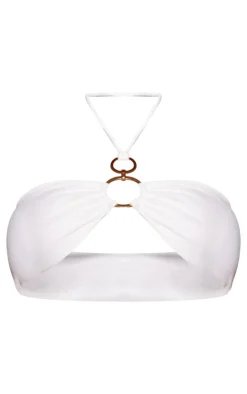 White Halter Neck O Ring Bikini Top
