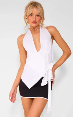 PrettyLittleThing Camisole*Halter Neck Wrap Bow Tie Cami Top