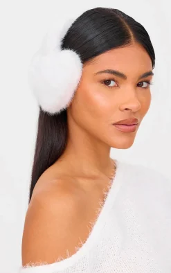 PrettyLittleThing Winter Accessories*Heart Faux Fur Ear Muffs