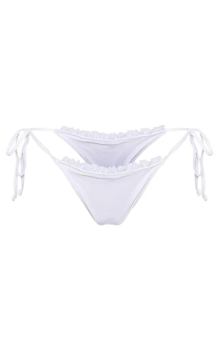 High Leg Frill Edge Bikini Bottoms-PrettyLittleThing New