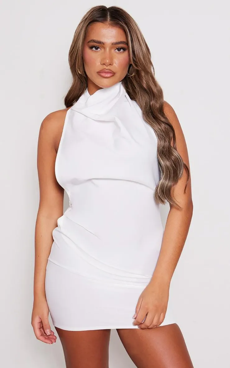 High Neck Cowl Backless Bodycon Dress-PrettyLittleThing Sale