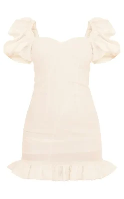 Jacquard Puff Sleeve Dress-PrettyLittleThing Hot