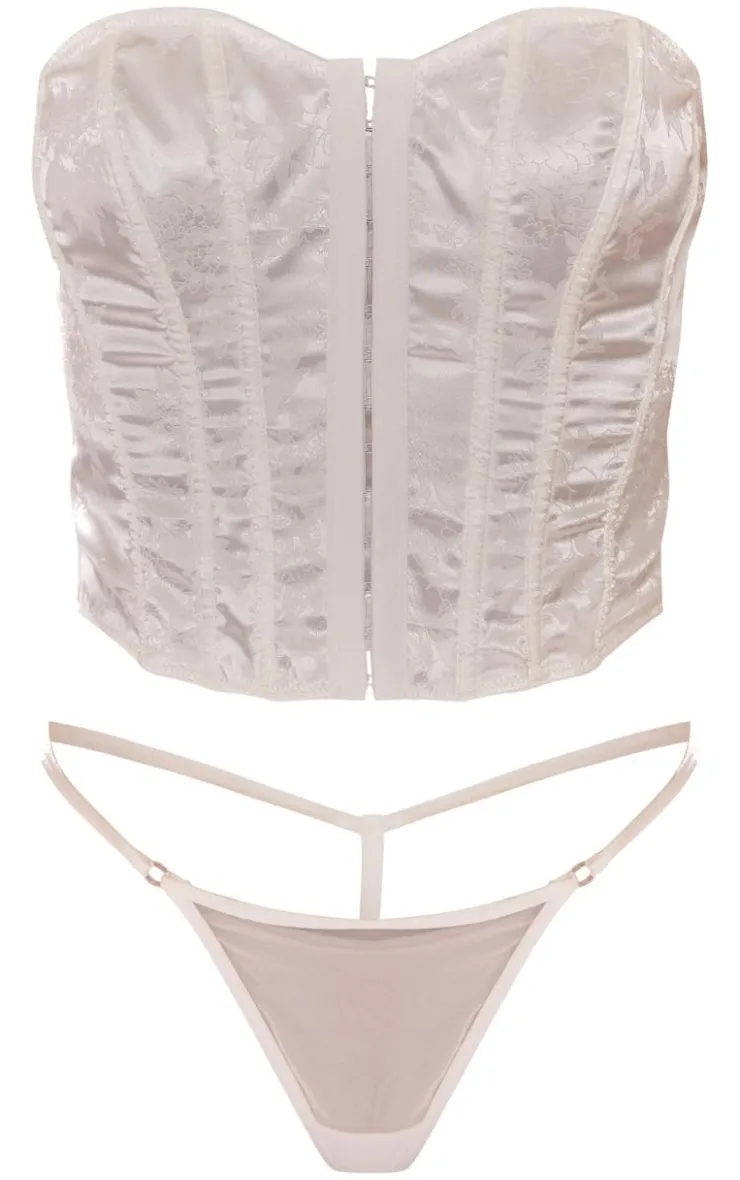 Jacquard Satin Boned Corset-PrettyLittleThing Outlet