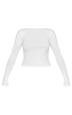 Online PrettyLittleThing Jersey Low Back Long Sleeve Longline Top White