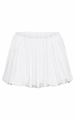 Discount PrettyLittleThing Jersey Puff Ball Mini Skirt White