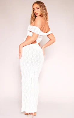 Lace Bardot Cut Out Maxi Dress-PrettyLittleThing