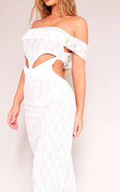 Lace Bardot Cut Out Maxi Dress-PrettyLittleThing