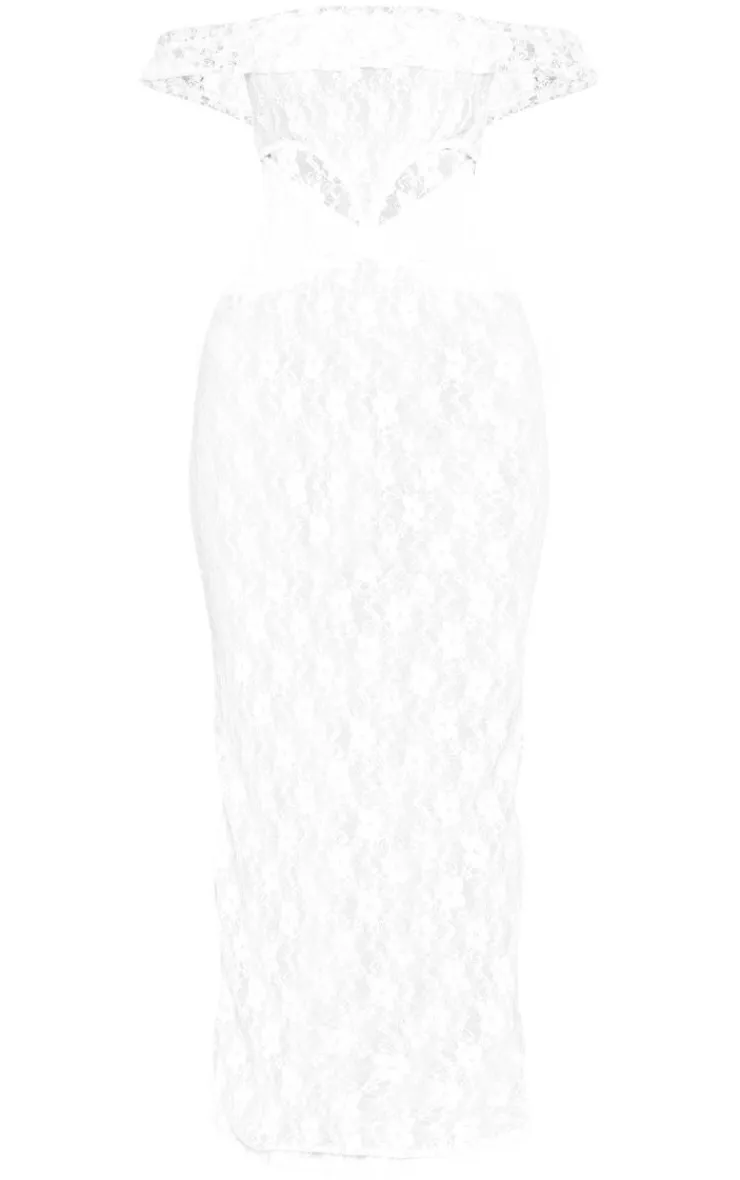 Lace Bardot Cut Out Maxi Dress-PrettyLittleThing