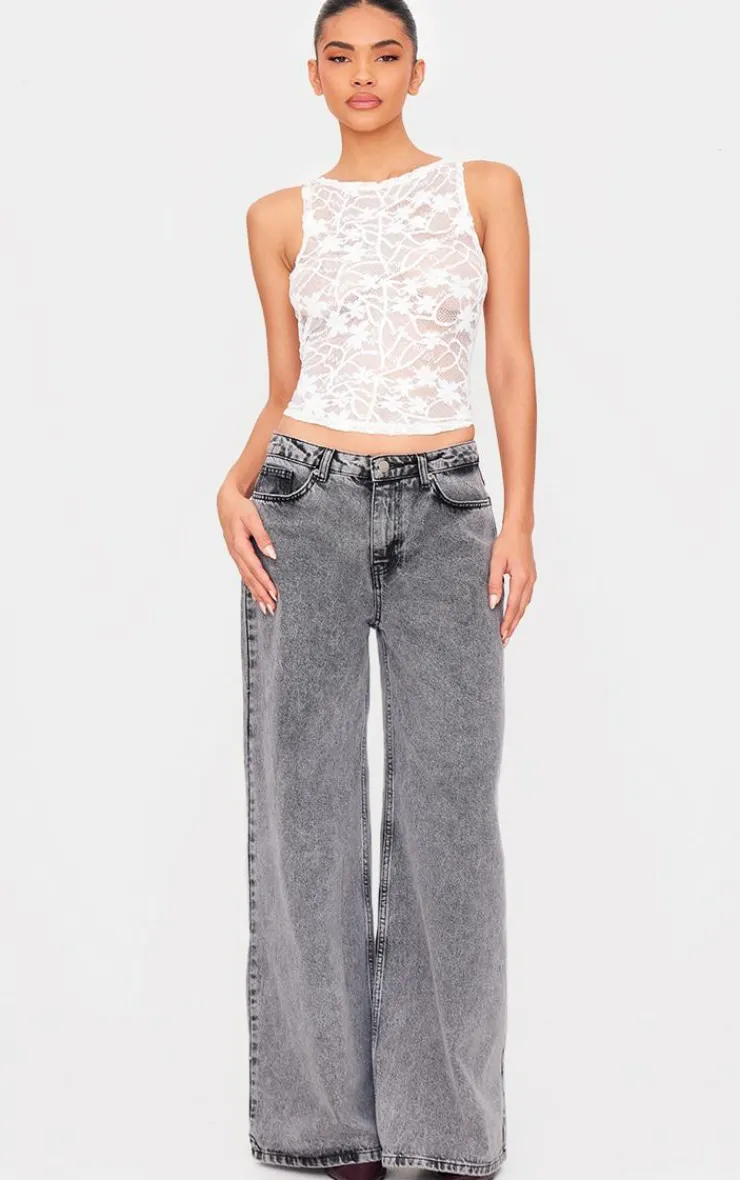 PrettyLittleThing Sleeveless Tops*Lace Boat Neck Long Top