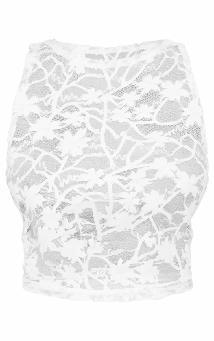 PrettyLittleThing Sleeveless Tops*Lace Boat Neck Long Top
