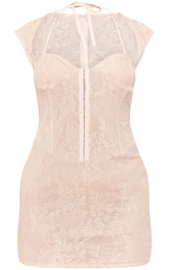 Lace Cup Detail Short Sleeve Mini Dress-PrettyLittleThing Sale