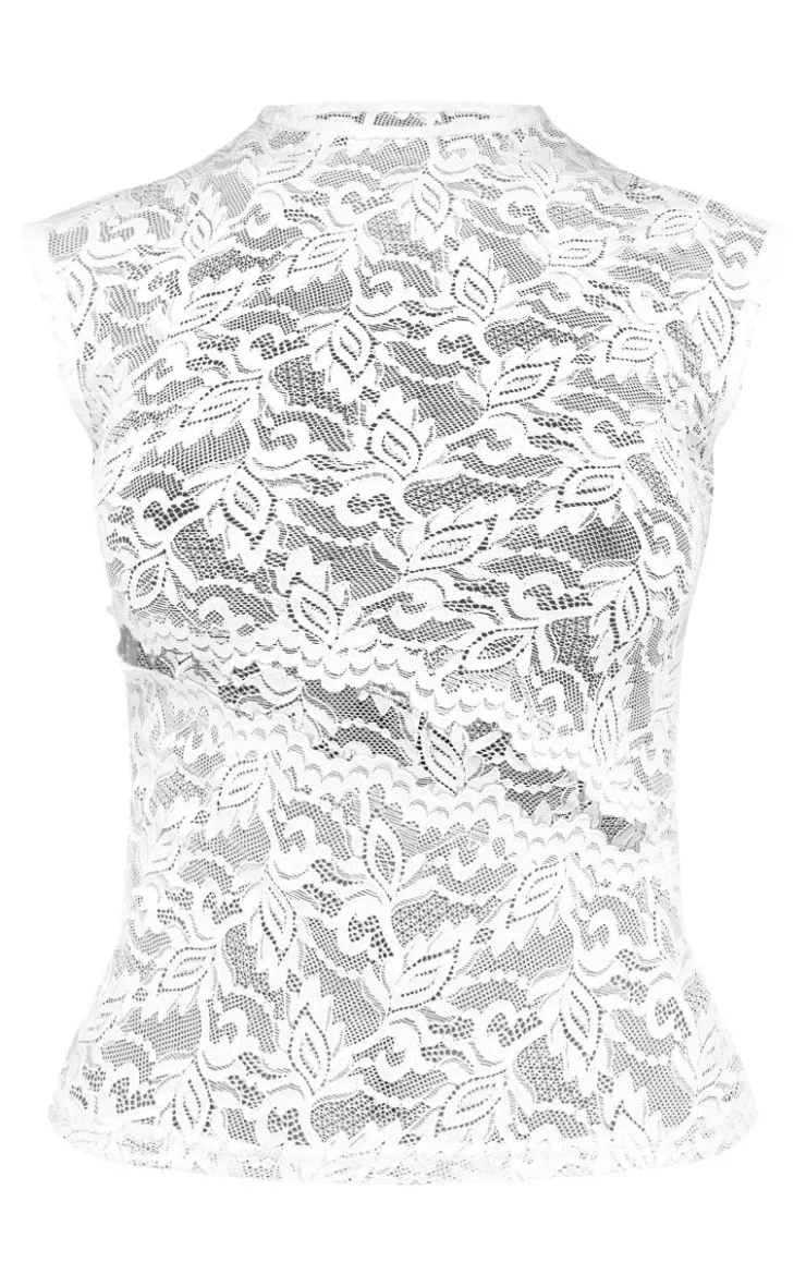 Lace Cut Out Detail Long Top-PrettyLittleThing Clearance