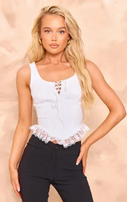 PrettyLittleThing Corsets*Lace Detail Tie Front Corset