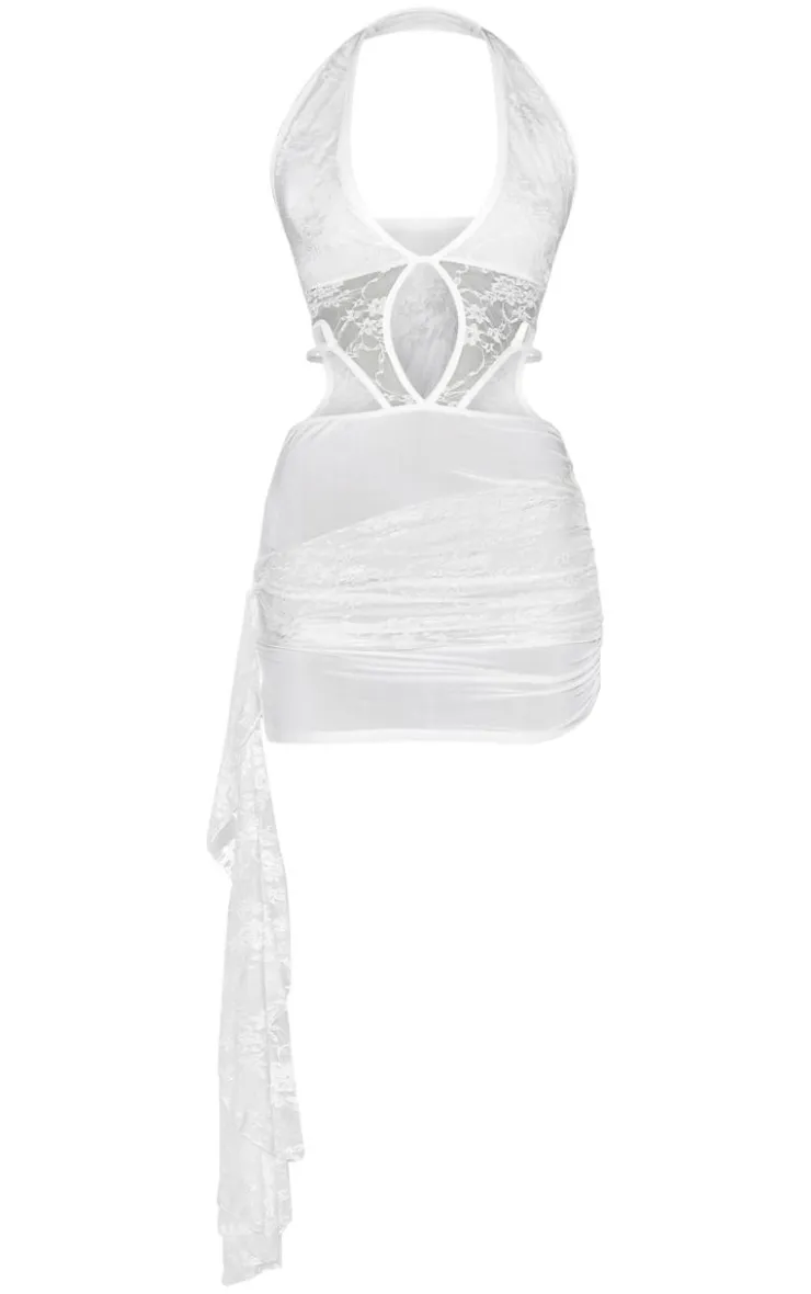 Lace Extreme Cut Out Frill Detail Mini Dress-PrettyLittleThing Best
