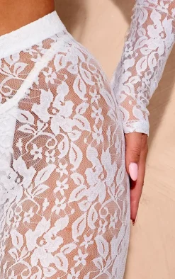 Sale PrettyLittleThing Lace High Waisted Leggings White