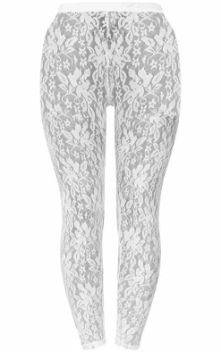 Sale PrettyLittleThing Lace High Waisted Leggings White