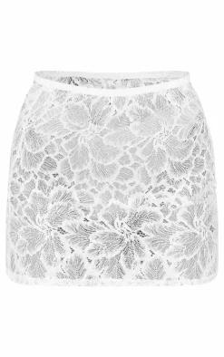Outlet PrettyLittleThing Lace Sheer Micro Mini Skirt White