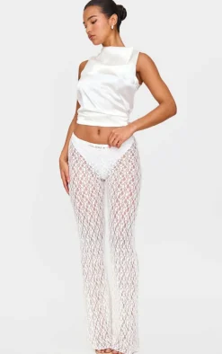 Lace Straight Leg Mid Rise Pants-PrettyLittleThing Clearance