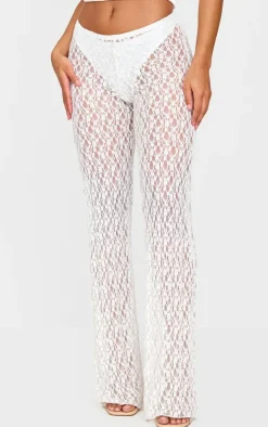 Lace Straight Leg Mid Rise Pants-PrettyLittleThing Clearance