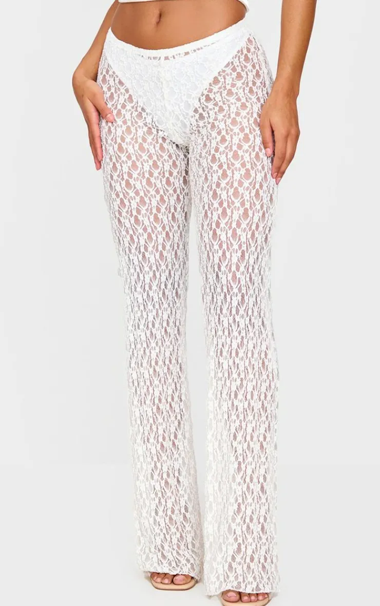 Lace Straight Leg Mid Rise Pants-PrettyLittleThing Clearance
