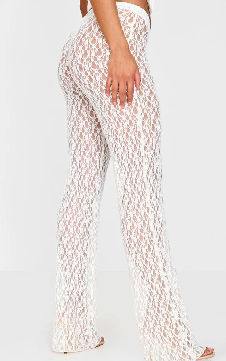 Lace Straight Leg Mid Rise Pants-PrettyLittleThing Clearance