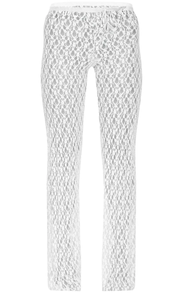 Lace Straight Leg Mid Rise Pants-PrettyLittleThing Clearance