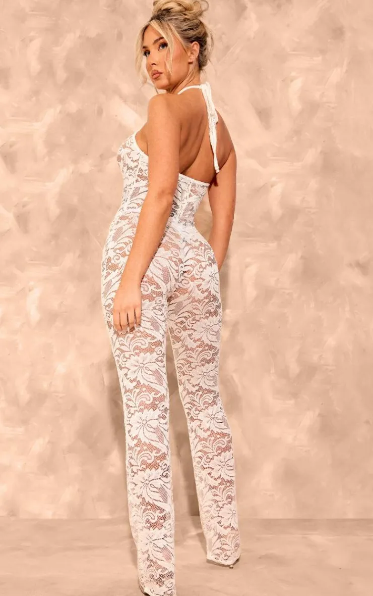 Lace Strappy Lace Up Jumpsuit-PrettyLittleThing Best
