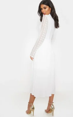 Lace Top Pleated Midi Dress-PrettyLittleThing Hot