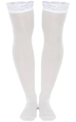 Lace Top Sheer Hold Up Stockings-PrettyLittleThing Hot