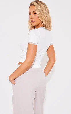 PrettyLittleThing T-Shirts*Lace Trim Light Seamless T-shirt