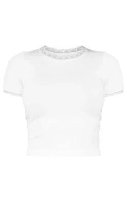 PrettyLittleThing T-Shirts*Lace Trim Light Seamless T-shirt