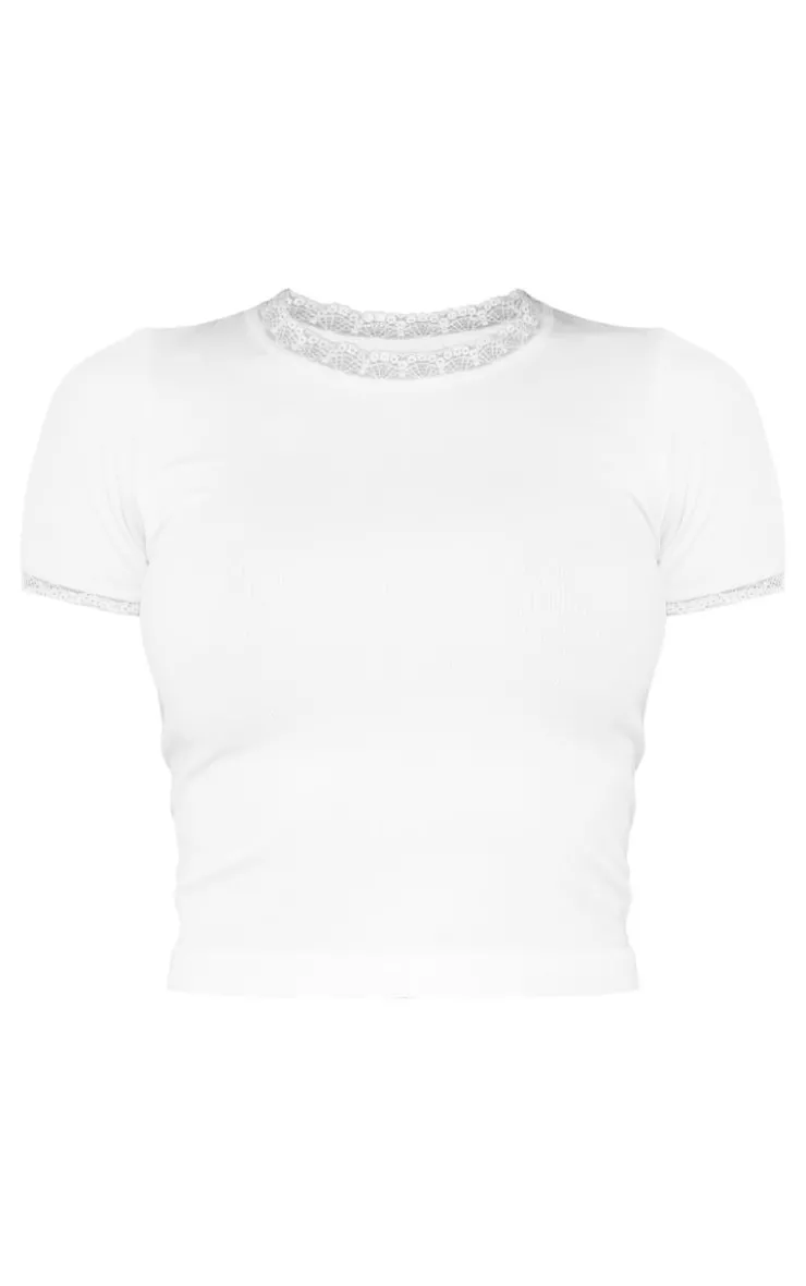 PrettyLittleThing T-Shirts*Lace Trim Light Seamless T-shirt