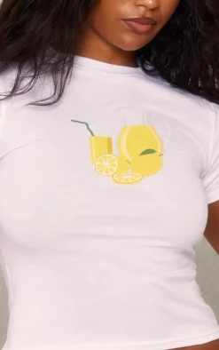 PrettyLittleThing T-Shirts*Lemonade Print Graphic Fitted Shirt