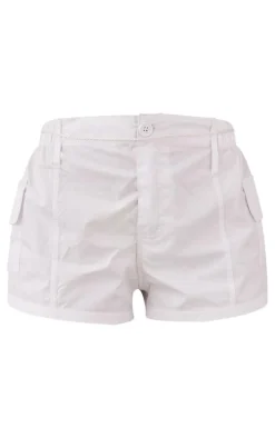 White Lightweight Low Rise Cargo Shorts