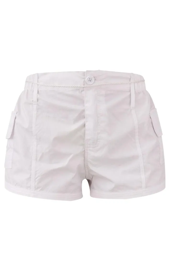 White Lightweight Low Rise Cargo Shorts