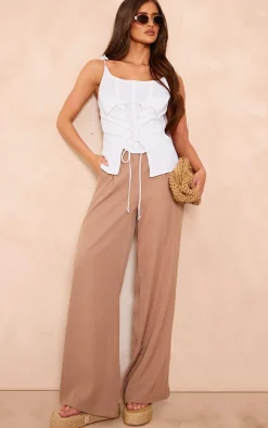 PrettyLittleThing Corsets*Linen Double Layer Lace Up Front Corset