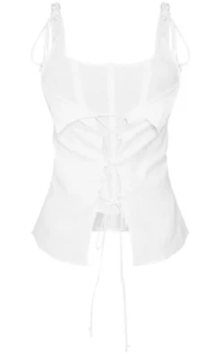 PrettyLittleThing Corsets*Linen Double Layer Lace Up Front Corset