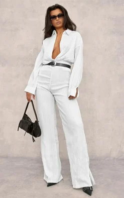 Linen Look Drape Jumpsuit-PrettyLittleThing Clearance