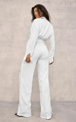 Linen Look Drape Jumpsuit-PrettyLittleThing Clearance