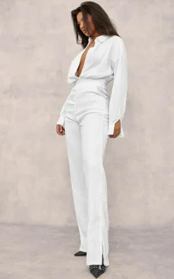 Linen Look Drape Jumpsuit-PrettyLittleThing Clearance