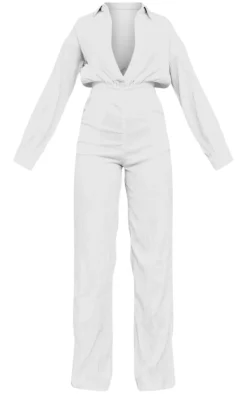 Linen Look Drape Jumpsuit-PrettyLittleThing Clearance