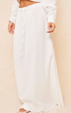 Outlet PrettyLittleThing Linen Look Drawstring Waist Maxi Skirt White