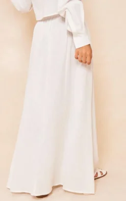 Outlet PrettyLittleThing Linen Look Drawstring Waist Maxi Skirt White