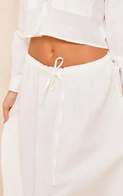 Outlet PrettyLittleThing Linen Look Drawstring Waist Maxi Skirt White