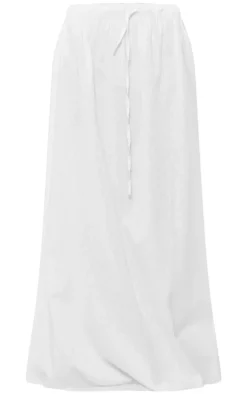 Outlet PrettyLittleThing Linen Look Drawstring Waist Maxi Skirt White