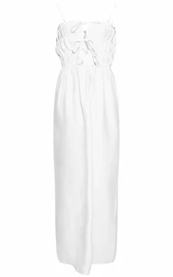Linen Look Elastic Gathered Maxi Dress-PrettyLittleThing Hot