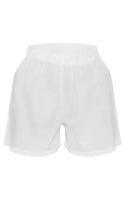 New PrettyLittleThing Linen Look Floaty Shorts White